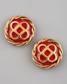 Y14BK Oscar de la Renta Mosaic Stud Earrings, Ruby