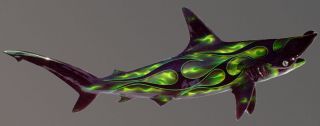 Painted Airbrushed Mount Flamed Fire Hammer Head Shark