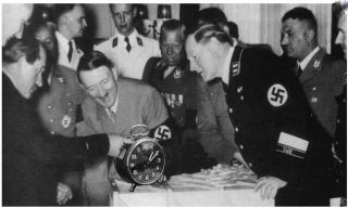 Herr Hitler delighted to receive a Wehrle Commander alarm clock in
