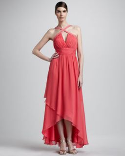Kay Unger New York Pleated Chiffon Gown   