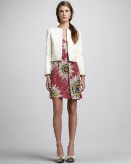 480S Nanette Lepore Printed Sleeveless Dress & Cowgirl Leather Jacket