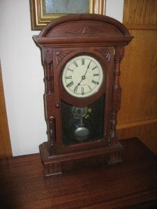 THIS IS A RARE CIRCA 1885 SETH THOMAS HECLA PARLOR CLOCK THAT FEATURES