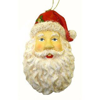 Glittered Jolly Santa Claus Face Christmas Ornament Home