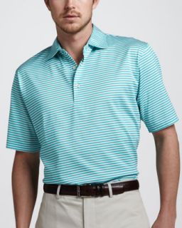 N22RA Peter Millar Classic Fit Striped Polo, Salt Water/White