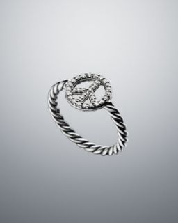 Y0CCP David Yurman Pave Diamond Peace Sign Cable Collectibles Ring