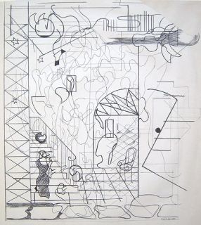 Hilaire Hiler Signed 1937 Original Crayon Drawing