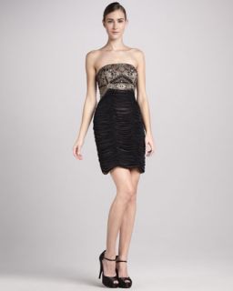 T5ZJ8 Sue Wong Strapless Beaded & Ruched Cocktail Dress