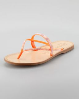 Zuriel Crystal Flat Thong Sandal, Orange