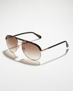 N1TQ1 Tom Ford Marco Aviator Sunglasses, Rose Gold/Black
