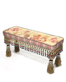 H5AW3 MacKenzie Childs Tassel Tapestry Bench