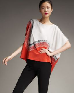 Diane von Furstenberg Hanky Stitched Poncho Top   