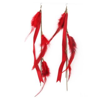 Hot Fashion Feather Ribbon Long Chains Fringes Dangle Chandelier