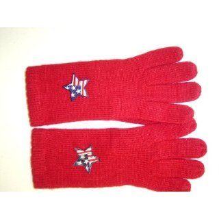 G242, Red Angora Wool Gloves Trimmed with Star American