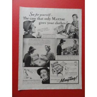 1938 Maytag washer, print ad(woman washing)original