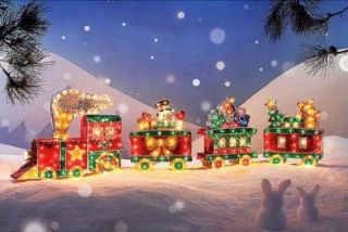 480 Lights Polar Express Train Outdoor Christmas Decor
