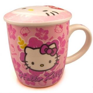 1X Hello Kitty Cartoon Ceramic Coffee Cup With Lid pink A1 300ml