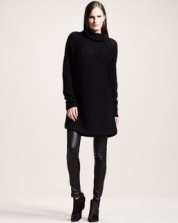 44JH THE ROW Oversized Cashmere Turtleneck & Quilted Stretch Leather