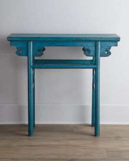 blue antique wooden table $ 495