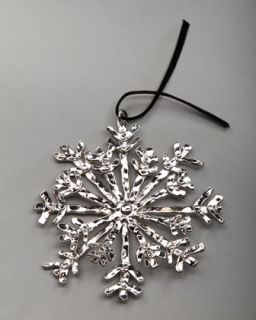 Two Joyeux Noel Tinsel Snowflake Christmas Ornaments   