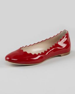  red available in red $ 525 00 chloe scalloped patent leather ballerina