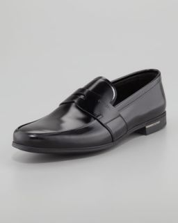 leather penny loafer black $ 595