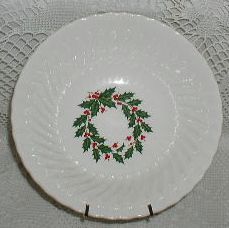 Christmas White Swirl Holly Wreath Scio Serving Bowl