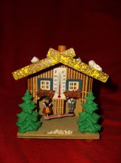 German Black Forest Chalet Weather House with Thermometer