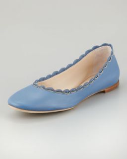 S9506 Chloe Scalloped Chain Ballerina Flat, Blue