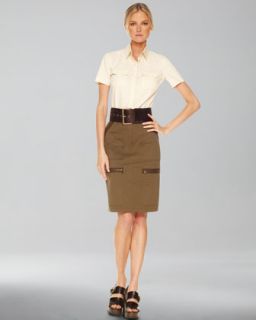  available in olive $ 695 00 michael kors stretch twill pencil skirt