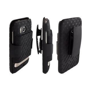 Black Rubberized Extended Battery Hard Case Holster Clip for HTC
