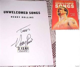 Henry Rollins Signed Unwelcomed Songs Book COA Proof