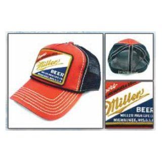 Miller Beer Alcohol Hat   Red Patch Trucker Adjustable Cap