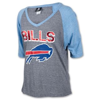 New Era NFL Bufallo Bills 3/4 Oversized Raglan Womens V Neck