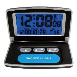 Elgin Folding Travel Alarm Clock, Black
