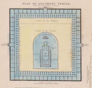 Plan Diagram Solomons Herods Temple Ancient Jerusalem 1853 Hand