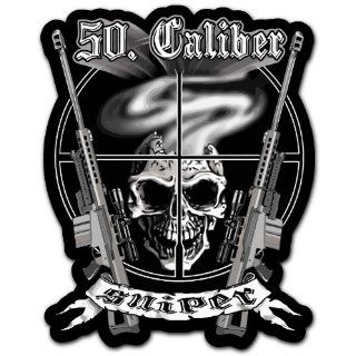 50. Caliber Sniper Skull Guns Rifle Car Bumper Sticker