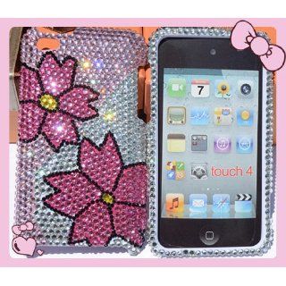 Twin Pink Flower Design Apple Ipod Touch 4 4th GEN Rhinestones Crystal