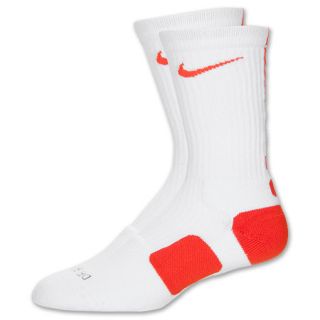 Nike Elite Basketball Crew Socks White/Team Orange