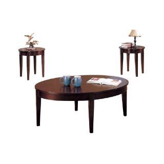 Poundex 3 Piece Oval Coffee Table, Cappuccino Home