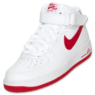Mens Nike Air Force 1 Mid Casual Shoes White/Red