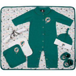 NEWBORN Baby Infant Miami Dolphins 7pc Onesie Blanket Hat