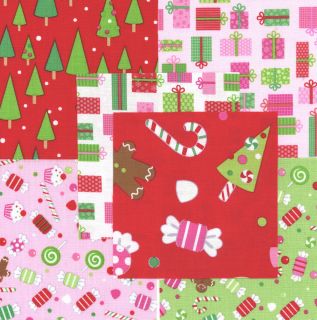 Christmas Candy 30 4 quilt fabric squares 100 cotton quilting