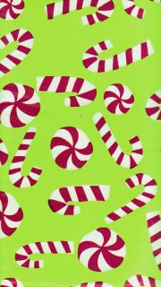 Christmas Candy Canes Vinyl Tablecloth Red White Green Holiday Table