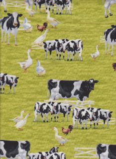Holstein Dairy Cow Farm Rooster Kitchen Curtain Valance