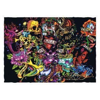 Ed Hardy Collage 7 X 5 Polyester Wall Banner Home