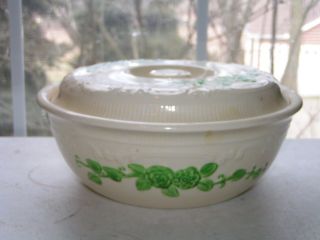 Vintage Homer Laughlin Cream Green Floral Casserole Dish Oven Serve