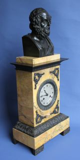 French Wonderful Large Bronze Marble Clock Homer 19th