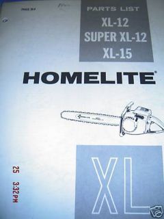Homelite XL 12 Super XL 12 XL 15 Lustrated Parts List