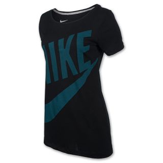 Womens Nike Exploded T Shirt Black/Blue