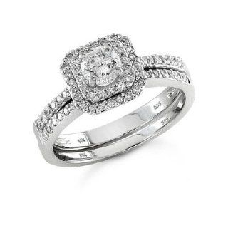 3/4 Carat Art Deco Diamond Wedding Ring Set Jewelry